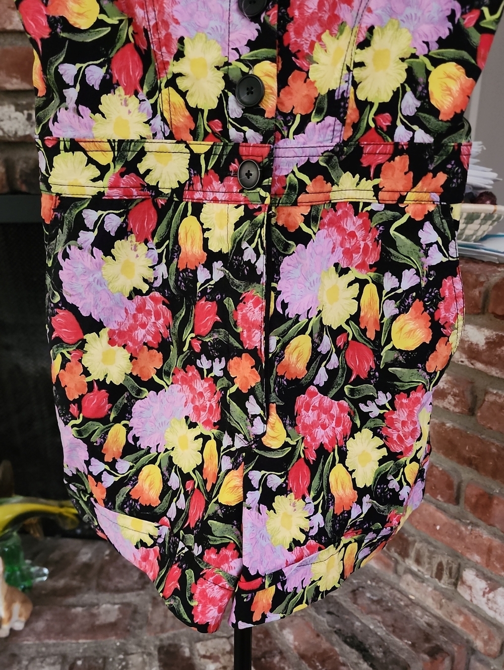 Anthropologie Maeve Yukiko Noritake Floral Romper Black Garden Party - Picture 4 of 10